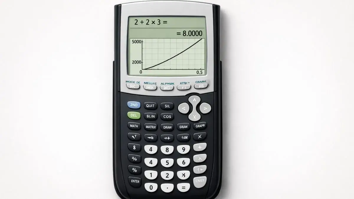 TI 84 calculator showing a calculation result and graph with incorrect settings on the screen