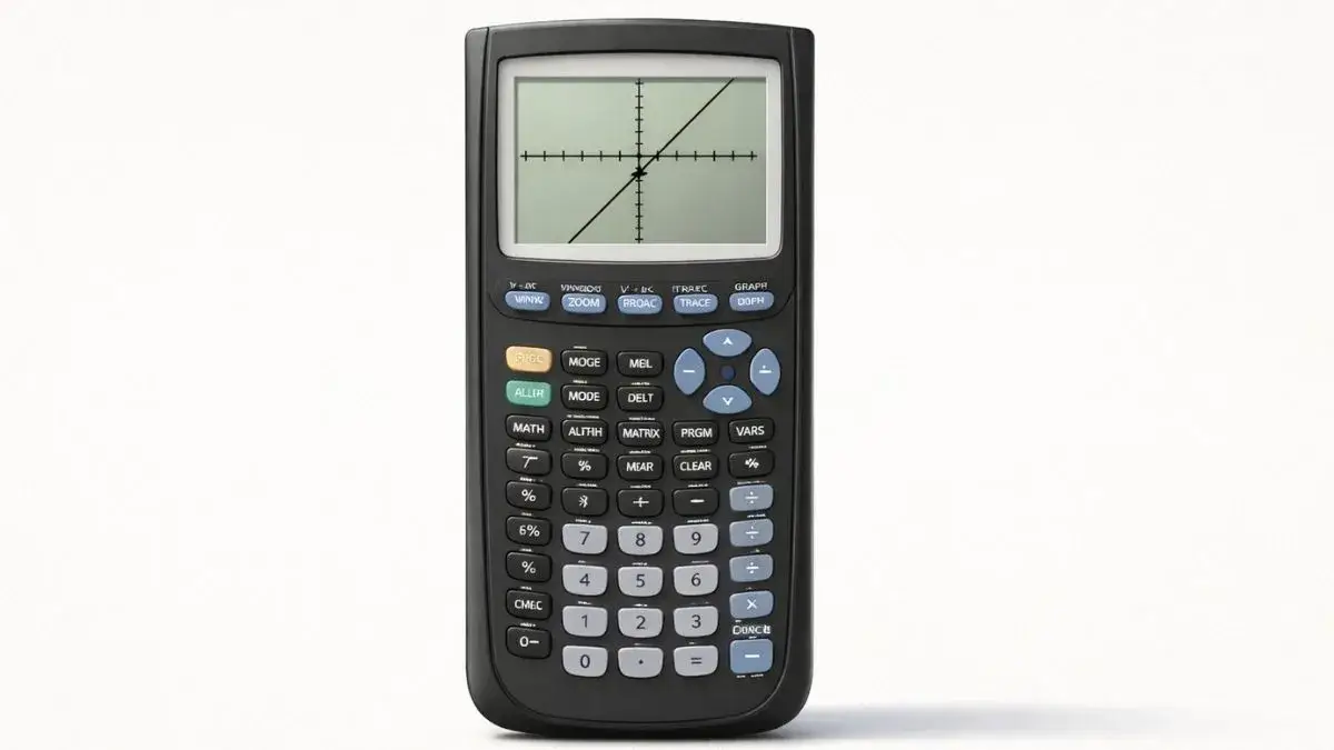 TI 84 calculator showing a line graph crossing the y-axis on the screen